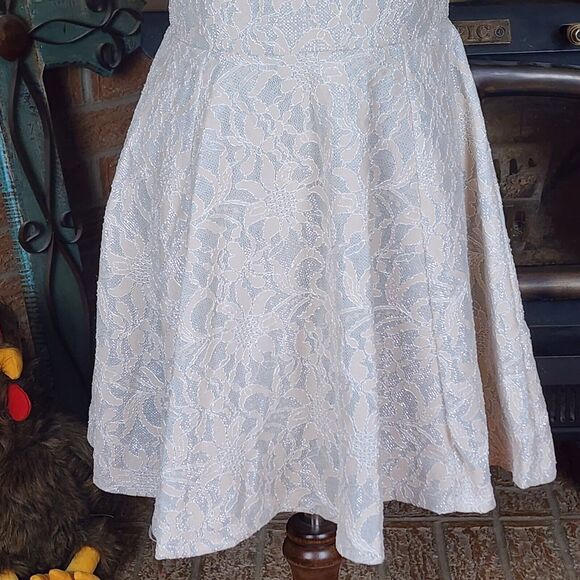 Honey and Rosie Fit and Flare Mini Dress Pink and Silver Size L - Picture 6 of 8